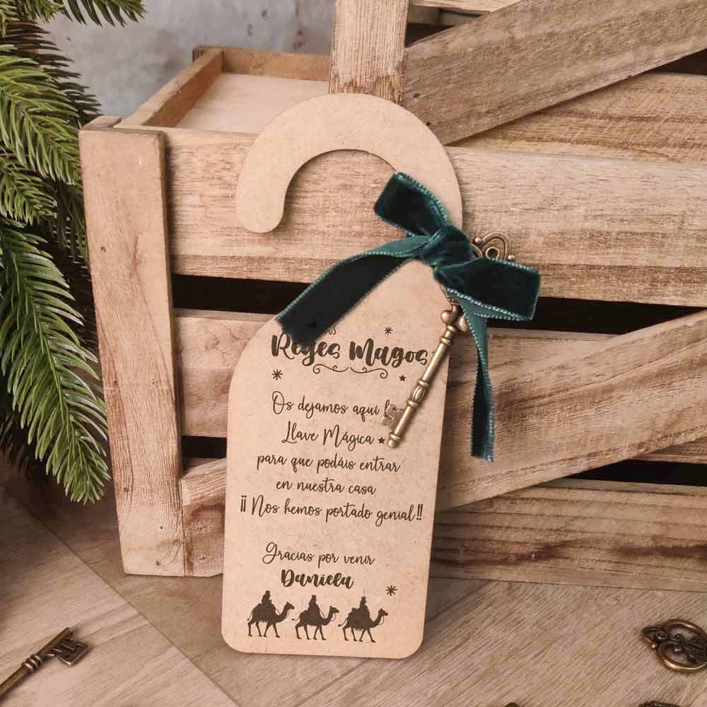 Cabide de Porta Três Reis Magos + Chave Mágica de Natal Personalizada