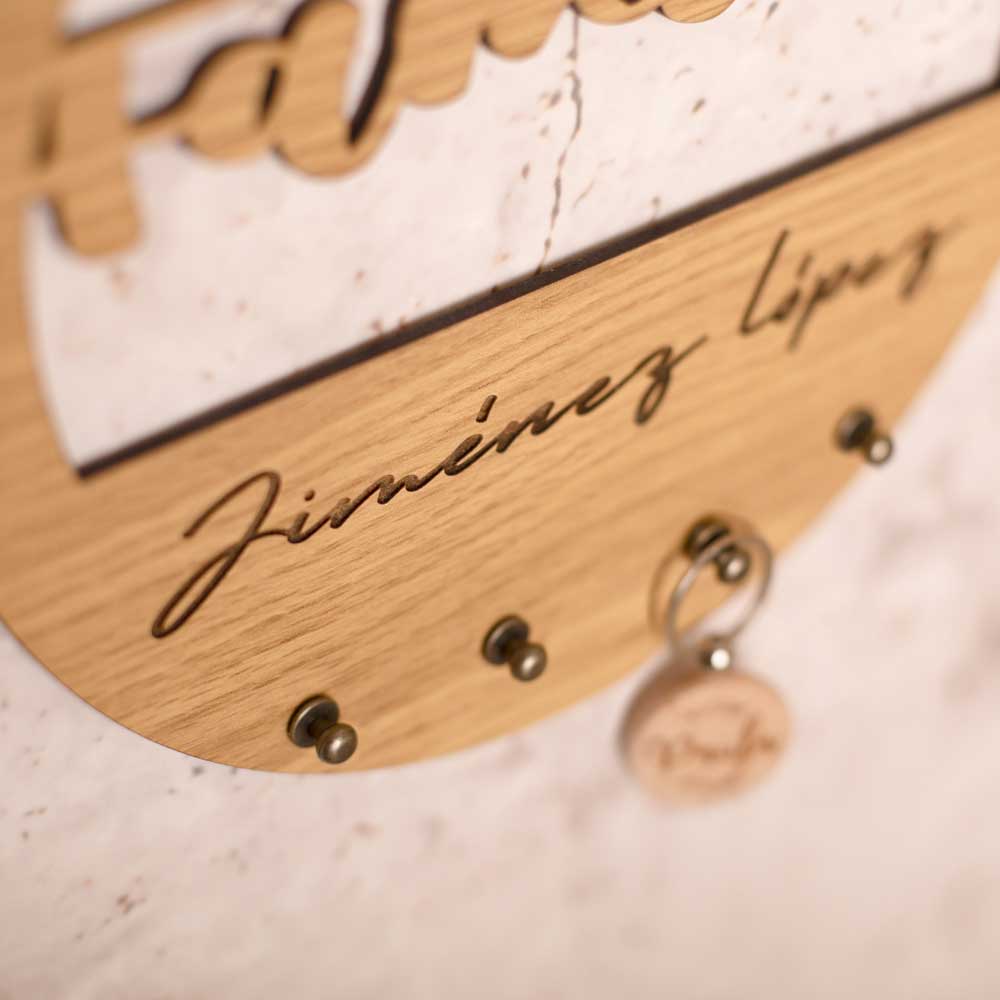Cuelga Llaves de Pared Personalizado Circulo Nombre Familia