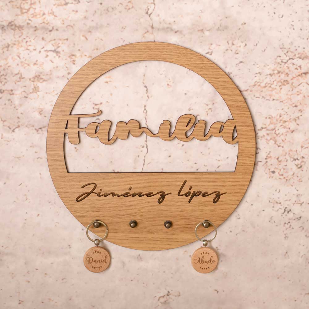 Cuelga Llaves de Pared Personalizado Circulo Nombre Familia