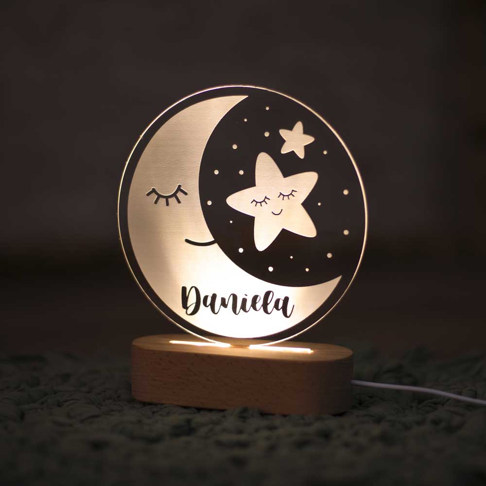 Lámpara Quitamiedos Personalizada Luna Estrella