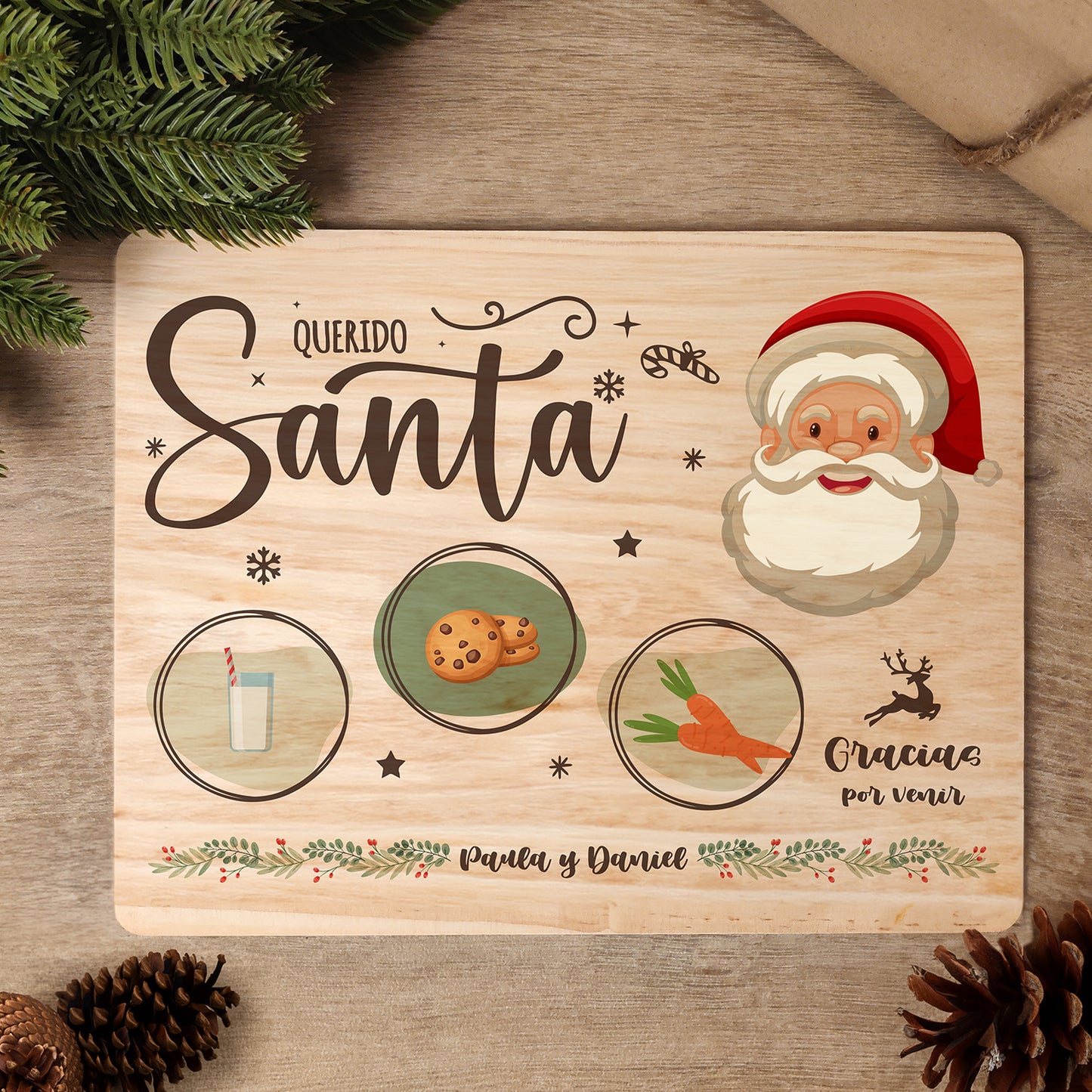 Pacote Bandeja + Cabide com Enfeite de Natal Chave Mágica Personalizado