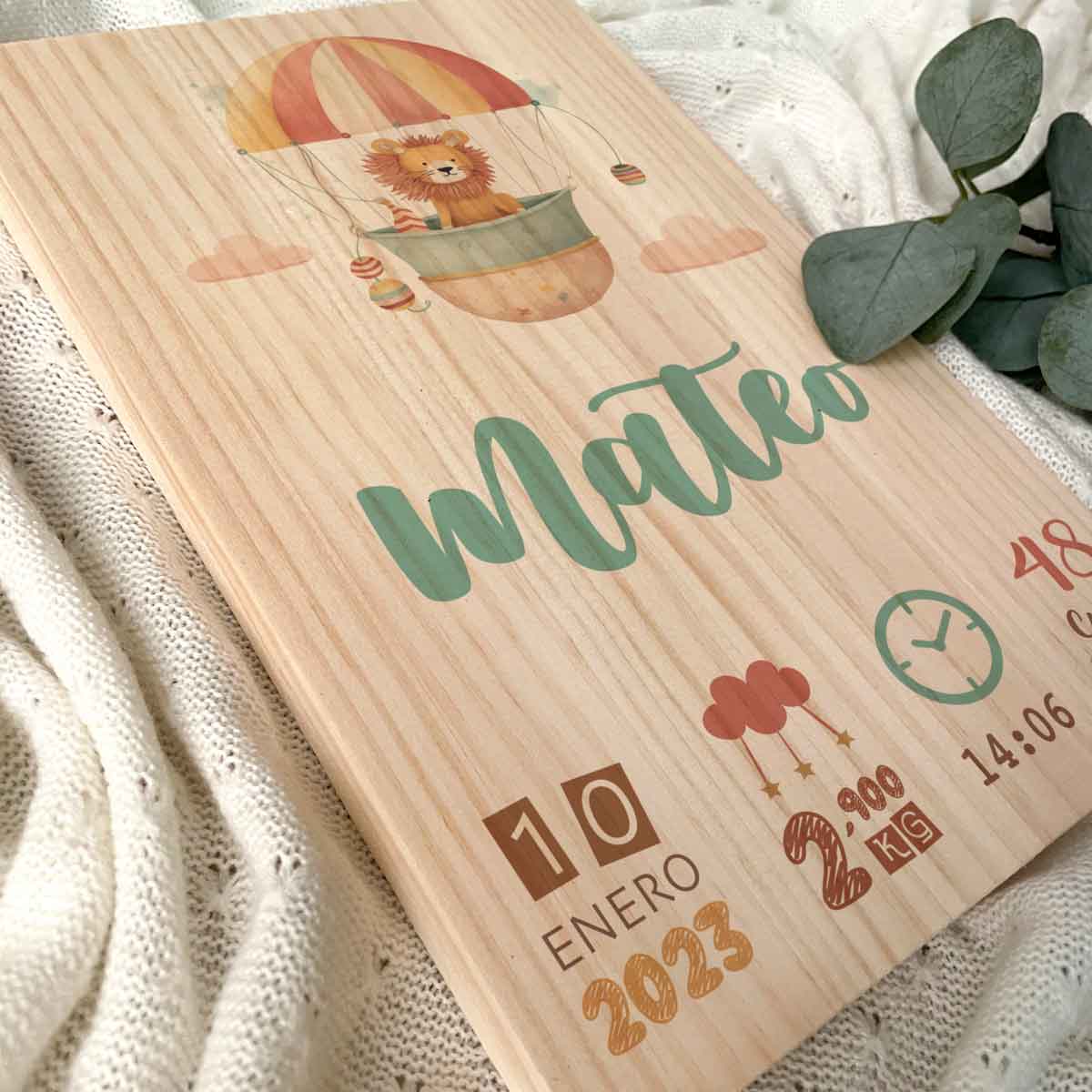 Natalicio de Madera Globo Animales Personalizado