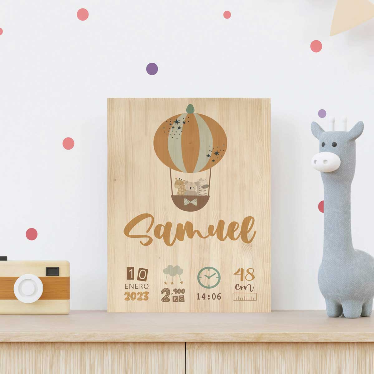Natalicio de Madera Globo Animales Personalizado