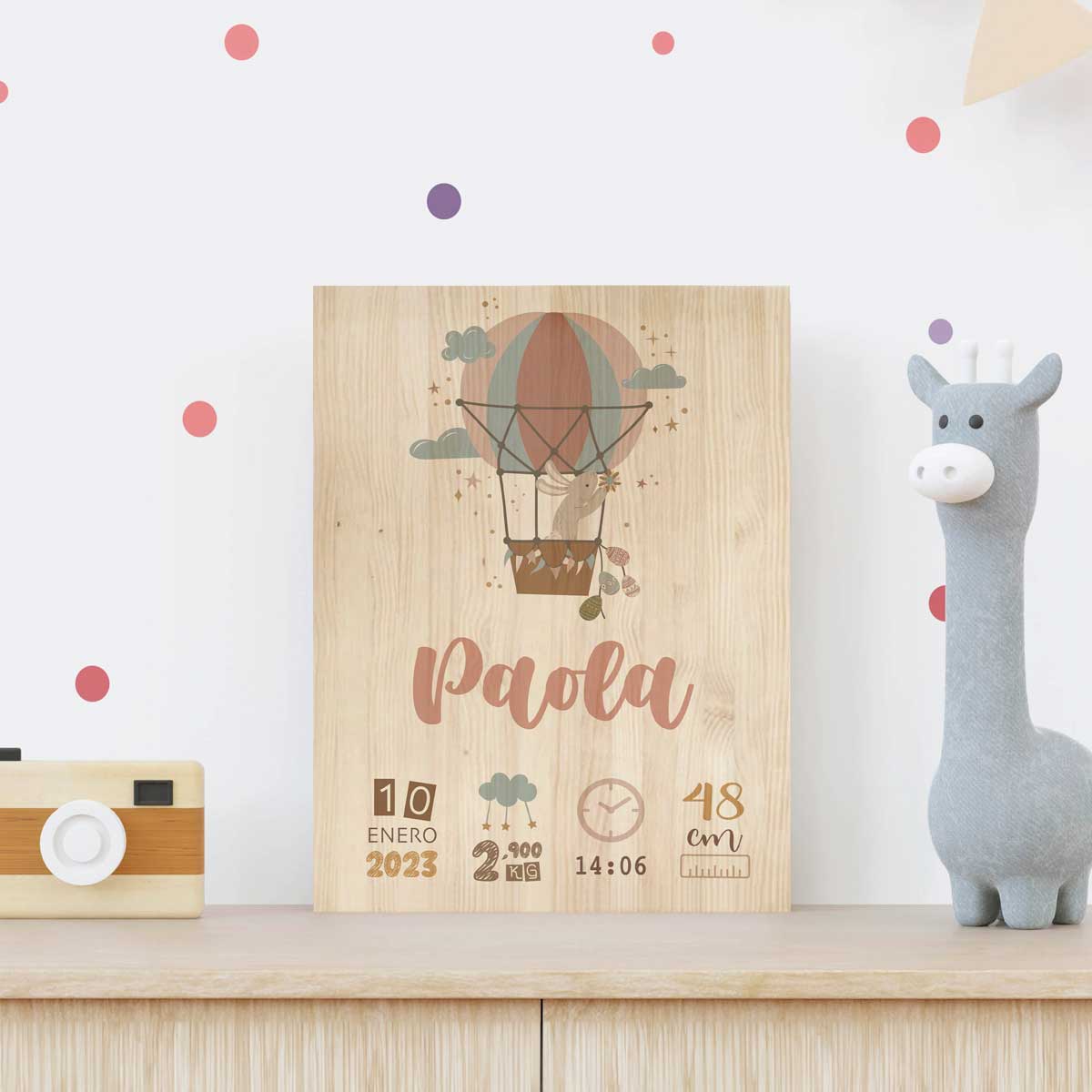 Natalicio de Madera Globo Animales Personalizado