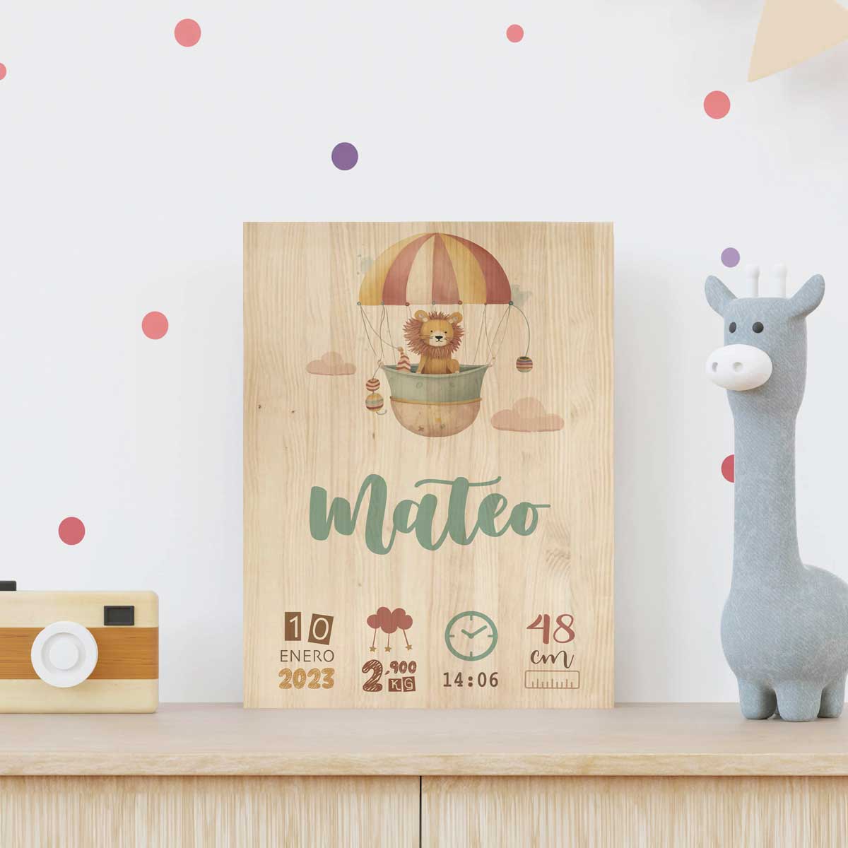 Natalicio de Madera Globo Animales Personalizado