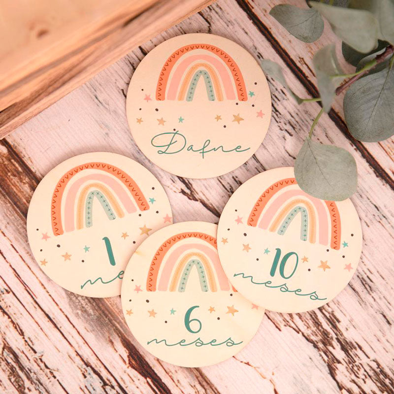 Pack Natalicio y Cumplemes Personalizado Arcoiris Estrellas