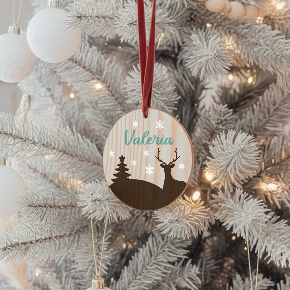 Bola Navidad Madera Personalizada con Cordel