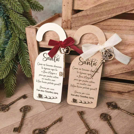 Colgador Puerta Santa Claus Papá Noel + Llave Mágica Personalizada Navidad
