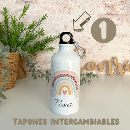 Botella de aluminio (2 tapones)