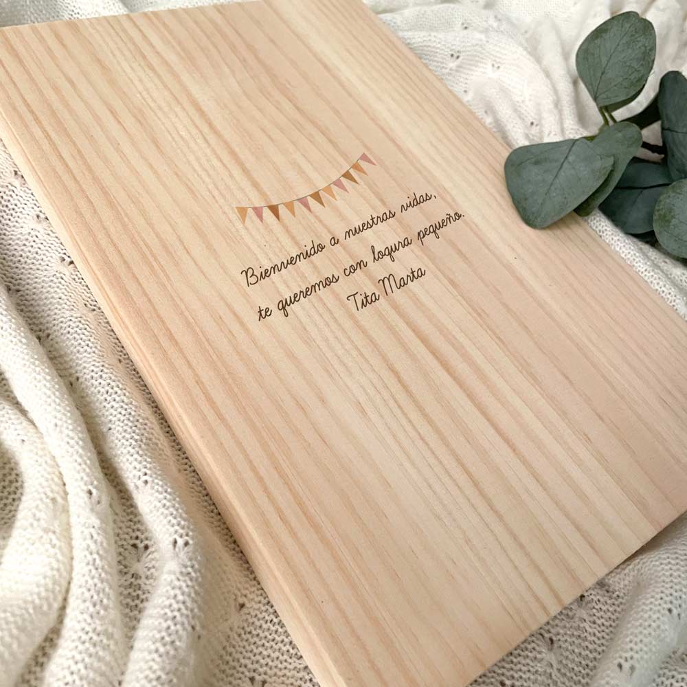Natalicio de Madera Personalizado con Foto y Datos del Bebé