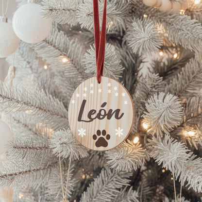 Bola Navidad Madera Personalizada con Cordel