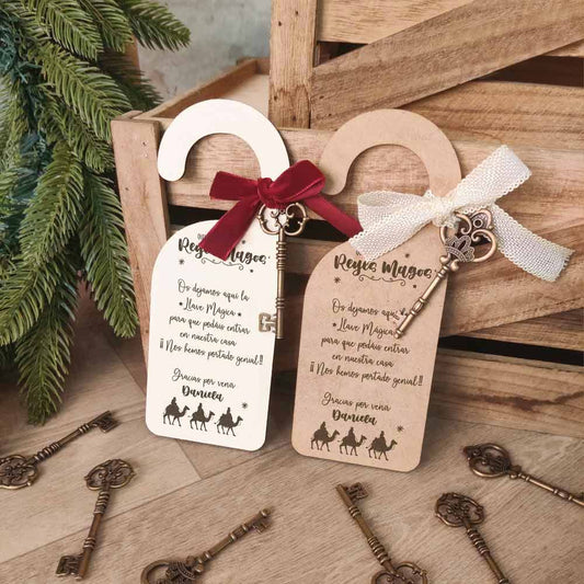 Colgador Puerta Reyes Magos + Llave Mágica Personalizada Navidad