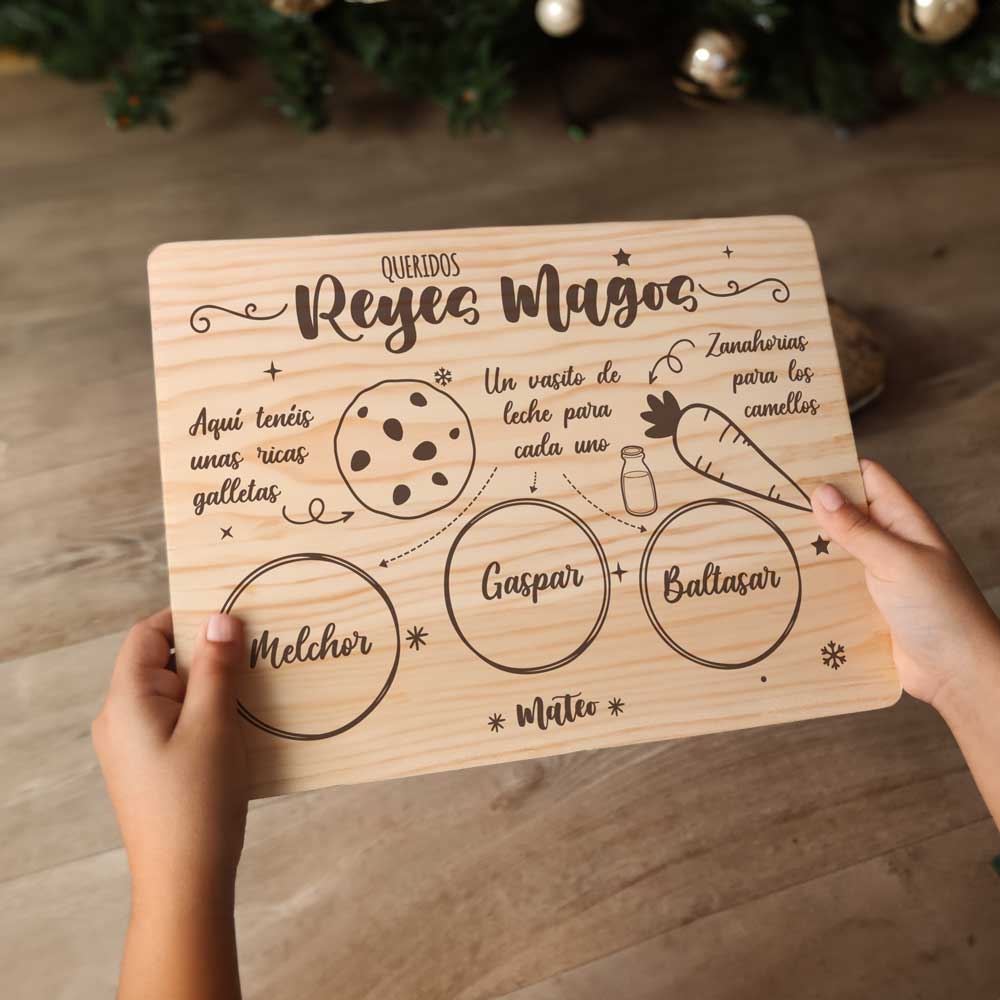 Bandeja Personalizada dos Reis Magos Marrom de Natal