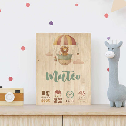 Natalicio de Madera Globo Animales Personalizado