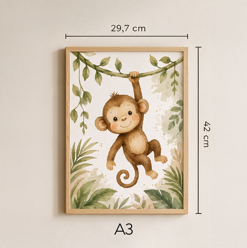 Tríptico de Láminas Infantiles Personalizadas Selva