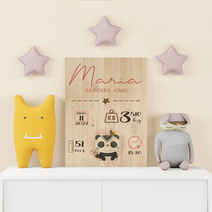 Aniversário de animais retangulares de madeira