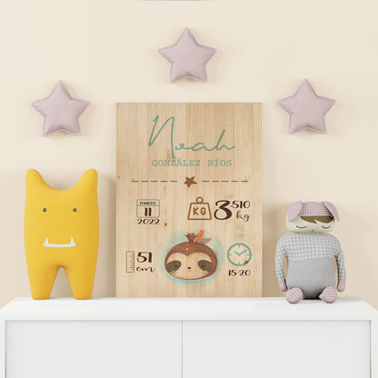 Aniversário de animais retangulares de madeira