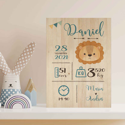 Natalicio de Madera León Personalizado