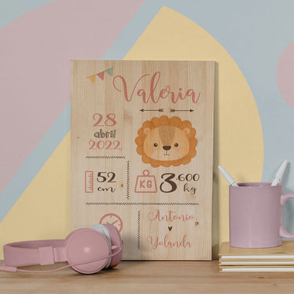 natalicio de madera para regalo de bebe personalizado