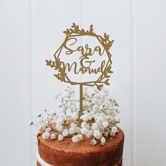 Cake Topper Corona Dos Nombres Personalizado